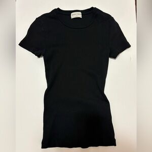 Aritzia Denim Forum Basic Black Ribbed Tee